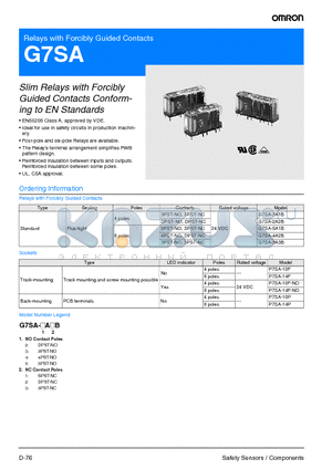 G7SA-2A2B datasheet - Relays with Forcibly Guided Contacts