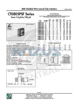 CT0805PSF-124M datasheet - SMD Shielded Wire-wound Chip Inductors ctparts