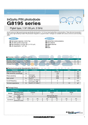 G8195 datasheet - InGaAs PIN photodiode