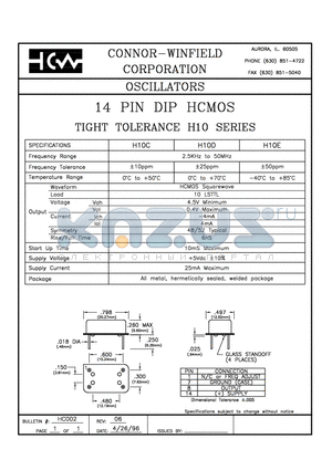 H10D datasheet - 14 PIN DIP HCMOS