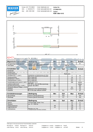 KSK-1A04-1015_DE datasheet - (deutsch) KSK Reed Switch