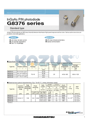 G8376 datasheet - InGaAs PIN photodiode
