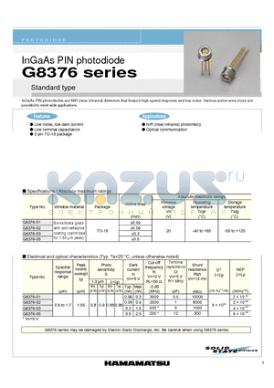 G8376-02 datasheet - InGaAs PIN photodiode