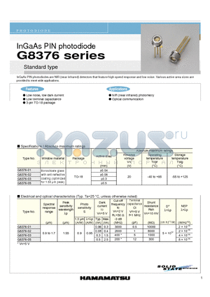 G8376-03 datasheet - InGaAs PIN photodiode