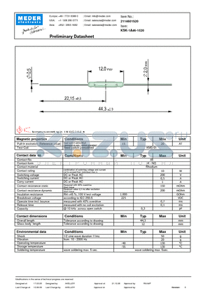 KSK-1A46-1520 datasheet - KSK Switch