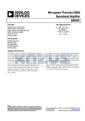 AD8500AKSZ-REEL7 datasheet - Micropower Precision CMOS Operational Amplifier