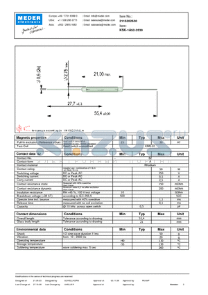 KSK-1A52-2530 datasheet - KSK  Reed Switches