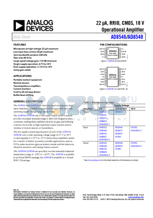 AD8506 datasheet - 22 lA, RRIO, CMOS, 18 V