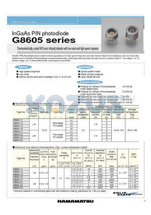 G8605-13 datasheet - InGaAs PIN photodiode