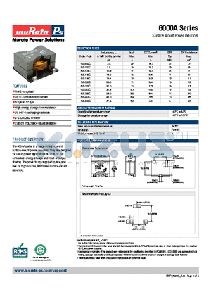 60A103C datasheet - Surface Mount Power Inductors