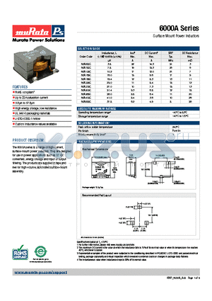 60A163C datasheet - Surface Mount Power Inductors