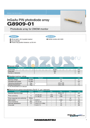 G8909-01 datasheet - InGaAs PIN photodiode array