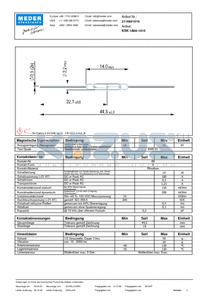 KSK-1A66-1015_DE datasheet - (deutsch) KSK Reed Switch