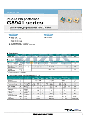 G8941-01 datasheet - InGaAs PIN photodiode