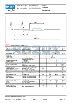 KSK-1A66-4550 datasheet - KSK  Reed Switches