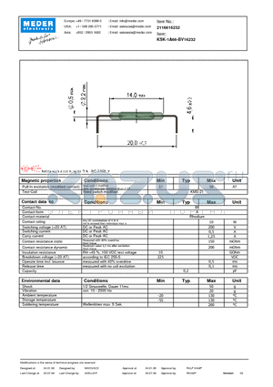 KSK-1A66-BV16232 datasheet - KSK Reed Switch