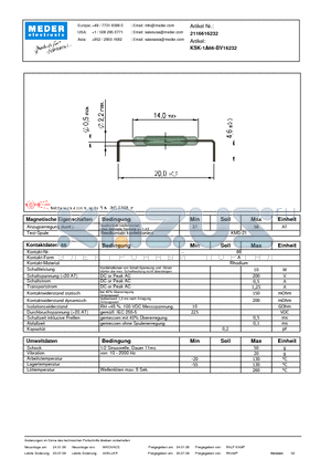 KSK-1A66-BV16232_DE datasheet - (deutsch) KSK Reed switch