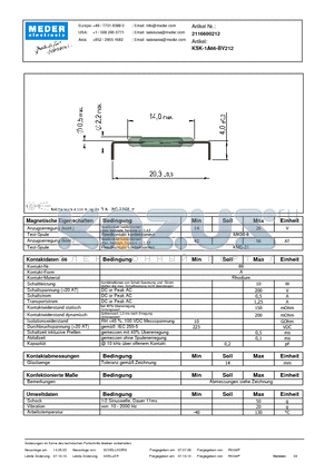 KSK-1A66-BV212_DE datasheet - (deutsch) KSK Reed Switch