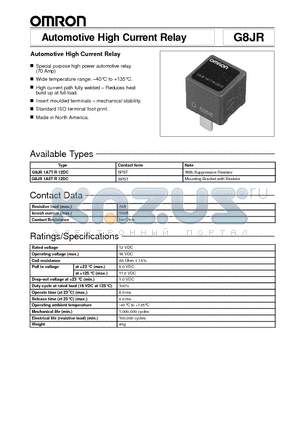 G8JR datasheet - Automotive High Current Relay