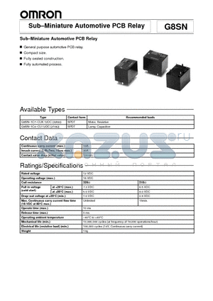 G8SN-1C4-CU datasheet - SubMiniature Automotive PCB Relay