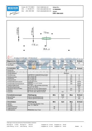 KSK-1A80-5055_DE datasheet - (deutsch) KSK Reed Switch