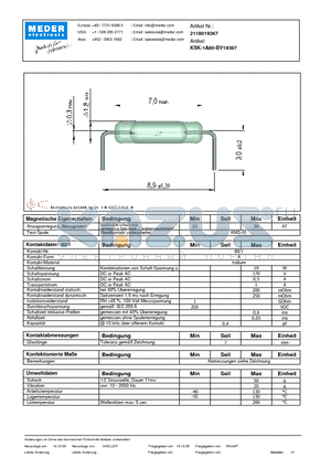 KSK-1A80-BV19367_DE datasheet - (deutsch) KSK Reed Switch