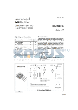 60CKQ045 datasheet - SCHOTTKY RECTIFIER