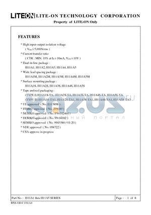 H11A3 datasheet - Property of Lite-On Only