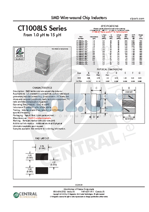 CT1008LS-102M datasheet - SMD Wire-wound Chip Inductors