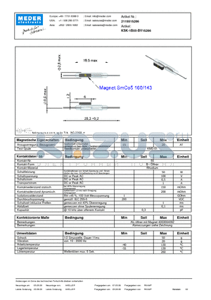 KSK-1B55-BV15286_DE datasheet - (deutsch) KSK Reed Switch