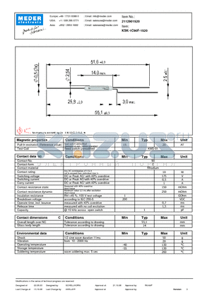 KSK-1C90F-1520 datasheet - KSK  Reed Switches