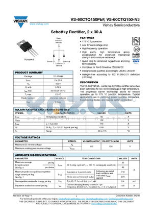 60CTQ150PBF_12 datasheet - Schottky Rectifier, 2 x 30 A