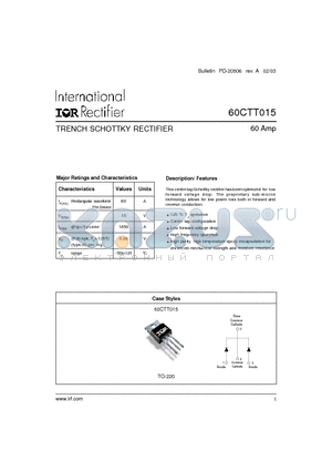60CTT015 datasheet - TRENCH SCHOTTKY RECTIFIER