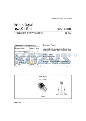 60CTTN015 datasheet - TRENCH SCHOTTKY RECTIFIER