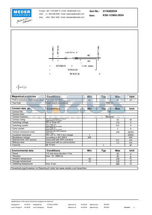 KSK-1C90U-2034 datasheet - KSK Reed Switch