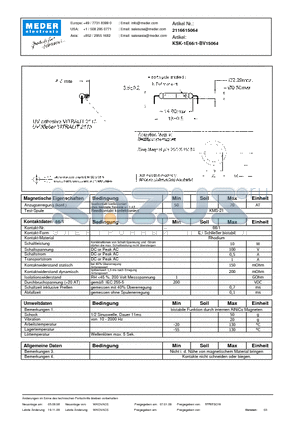 KSK-1E66-1-BV15064_DE datasheet - (deutsch) KSK Reed Switch