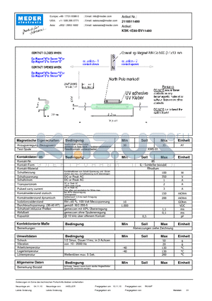 KSK-1E85-BV11480_DE datasheet - (deutsch) KSK Reed Switch