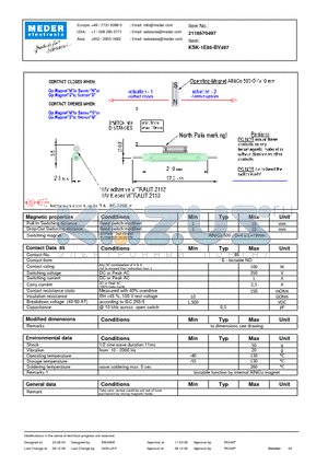 KSK-1E85-BV497 datasheet - KSK Reed Switch