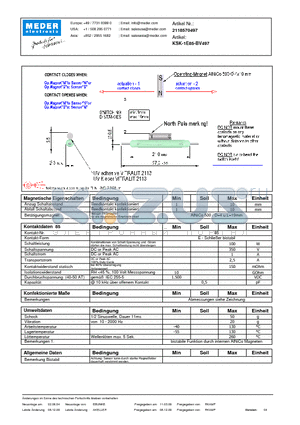 KSK-1E85-BV497_DE datasheet - (deutsch) KSK Reed Switch