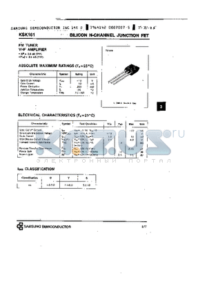 KSK161 datasheet - N-CHANNEL JUNCTION FET (FM TUNER VHF AMPLIFIER)