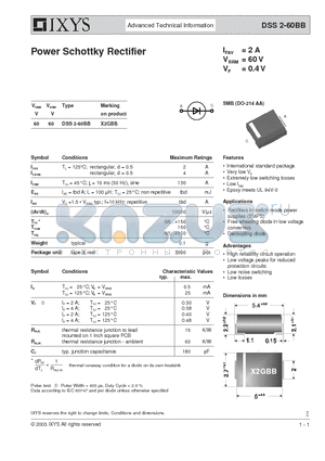 DSS2-60BB datasheet - Power Schottky Rectifier