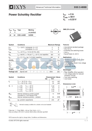 DSS2-40BB datasheet - Power Schottky Rectifier