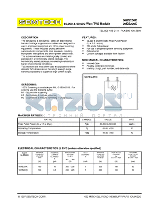 60KS200C datasheet - 60,000 & 90,000 Watt TVS Module