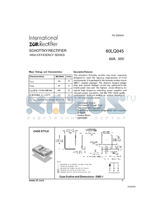 60LQ045 datasheet - SCHOTTKY RECTIFIER