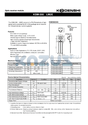 KSM-2001LM2E datasheet - Optic receiver module