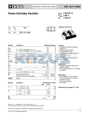 DSS2X111-008A datasheet - Power Schottky Rectifier