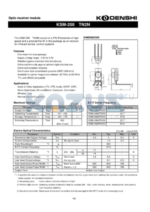 KSM-2001TN2N datasheet - Optic receiver module