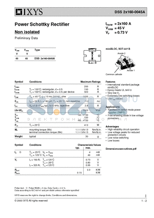 DSS2X160-0045A datasheet - Power Schottky Rectifier