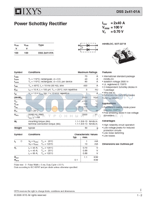 DSS2X41-01A datasheet - Power Schottky Rectifier