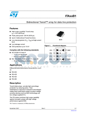 ITAXXB1 datasheet - Bidirectional Transil array for data line protection